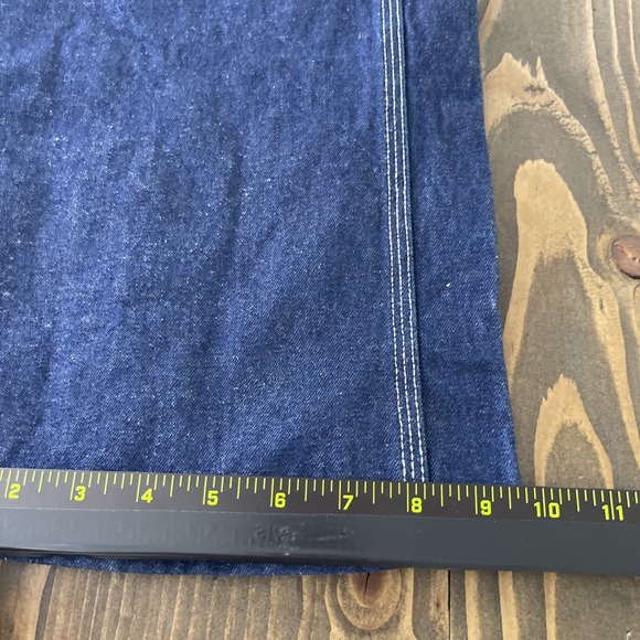Round House Overall Carpenter Bibs Mens Size 34 Dark Wash Denim Workwear - Picture 11 of 12